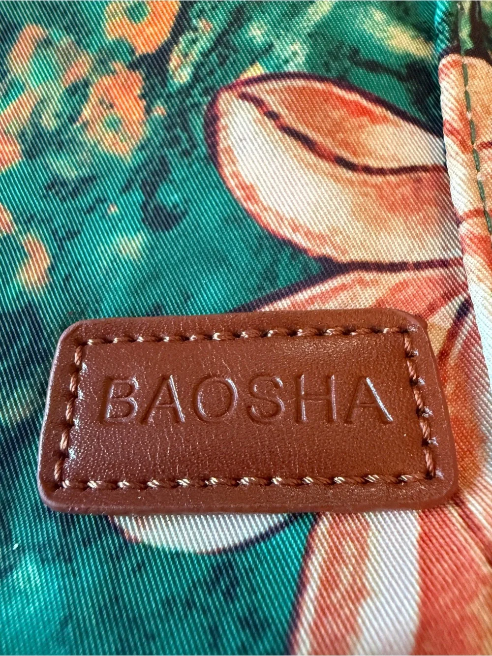NWOT BAOSHA Floral Computer Briefcase Style Bag with Teal & Pink
